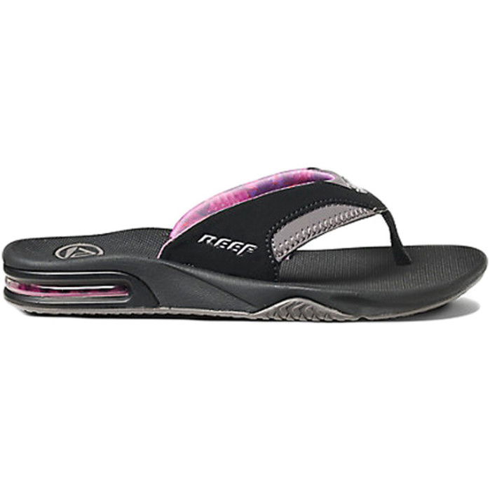 2024  Reef Womens Fanning Bottle Opener Flip Flops BLACK GREY R01626